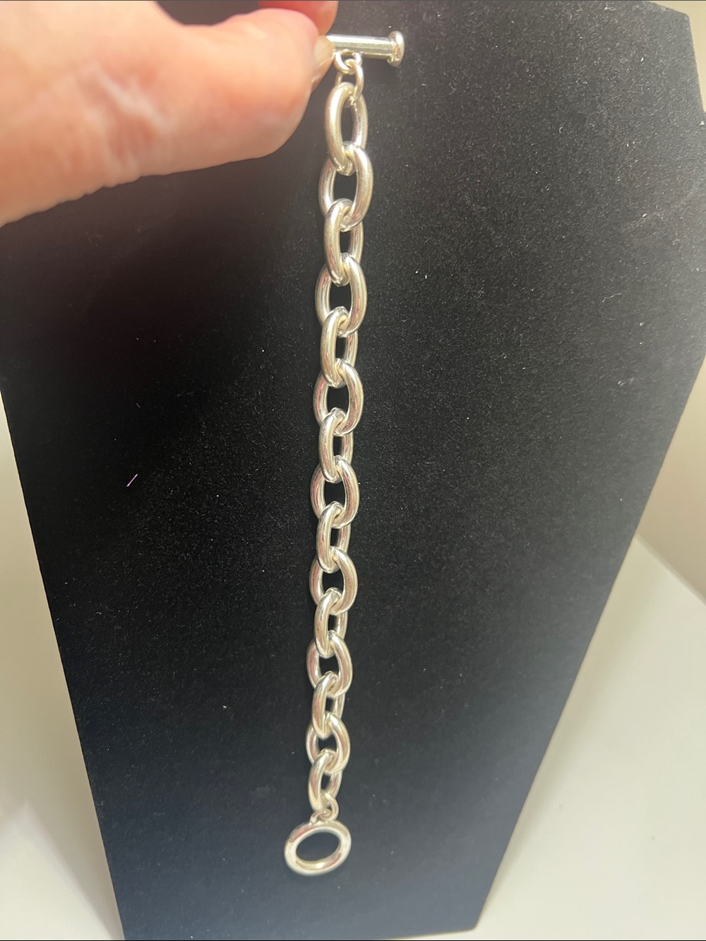Shiny Silver Chunky Link Bracelet - Estate Vintage - Picture 5 of 15